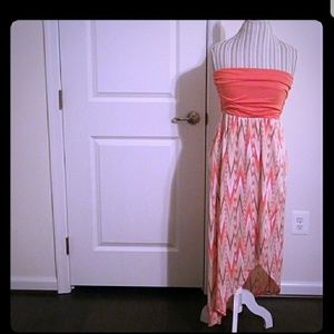🌟Coral tube top chevron maxi